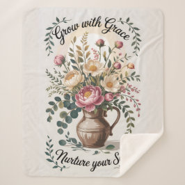 Vase mit Florals wachsen mit Grace Zitat Sherpadecke