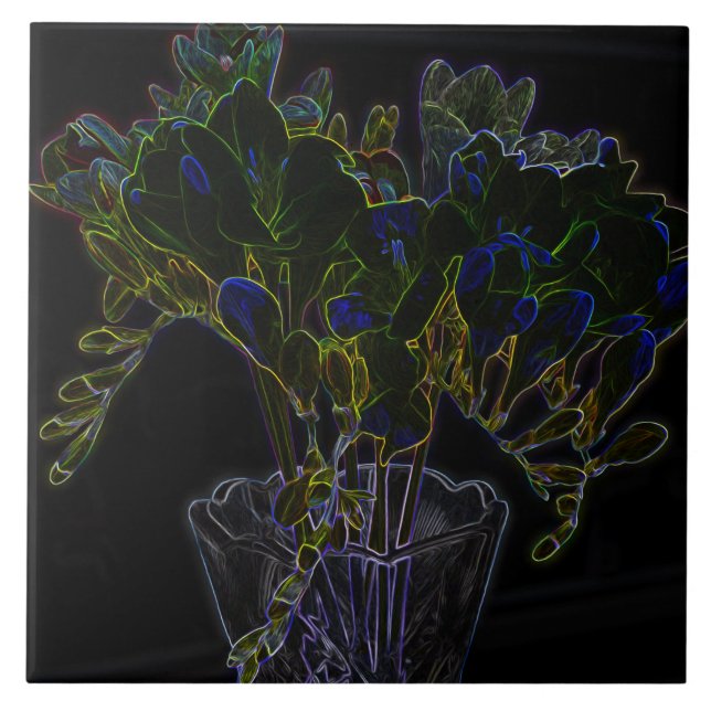 Vase mit Freesien Fliese (Vorderseite)