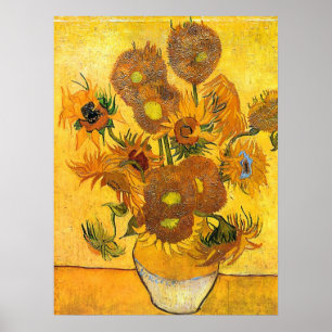 Vase mit fünfzehn Sonnenblumen durch Vincent van Poster