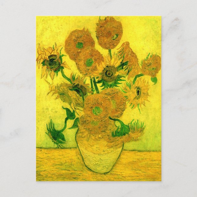 Vase mit fünfzehn Sonnenblumen Van Gogh Fine Art Postkarte (Vorderseite)