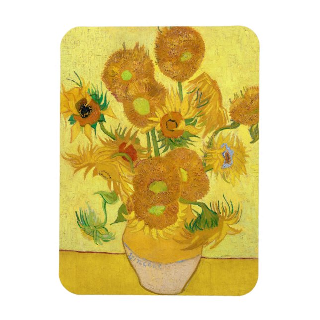 Vase mit fünfzehn Sonnenblumen von Vincent Van Gog Magnet (Vertikal)