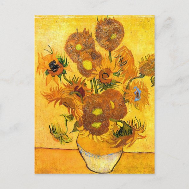 Vase mit fünfzehn Sonnenblumen von Vincent van Gog Postkarte (Vorderseite)