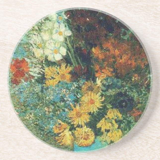 Vase mit Gänseblümchen und Anemonen Untersetzer (Vorne)