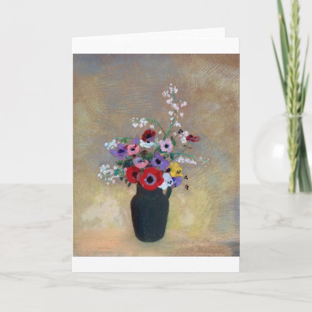 Vase mit gemischten Blume, Redon Karte (Vorderseite)