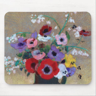 Vase mit gemischten Blume, Redon Mousepad