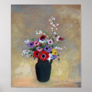Vase mit gemischten Blume, Redon Poster