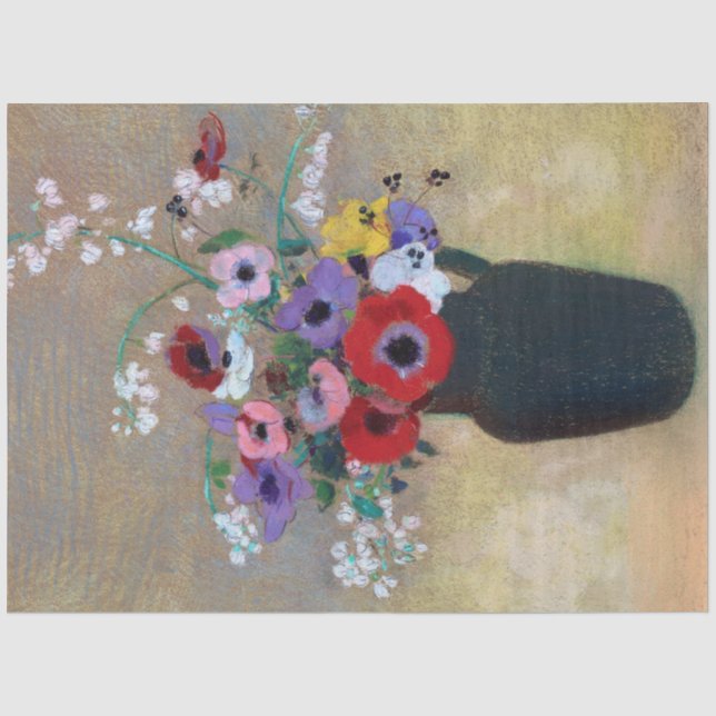 Vase mit gemischten Blume, Redon Seidenpapier (Vorderseite)