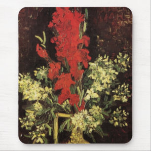Vase mit Gladiolen, Nelken von Vincent van Gogh Mousepad