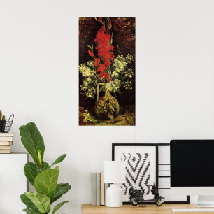 Vase mit Gladiolen, Nelken von Vincent van Gogh Poster