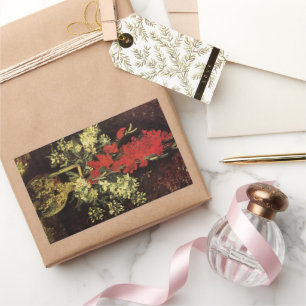 Vase mit Gladiolen, Nelken von Vincent van Gogh Rechteckiger Aufkleber