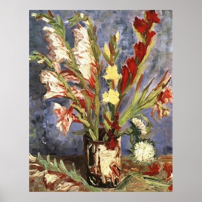 Vase mit Gladioli 1886, Vincent van Gogh Poster (Vorne)