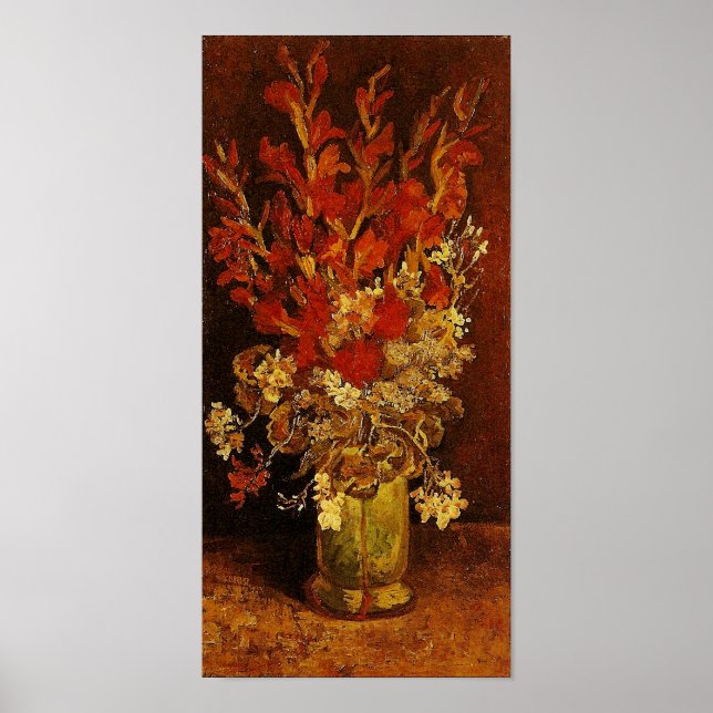 Vase mit Gladioli & Carnons Van Gogh Fine Art Poster (Vorne)