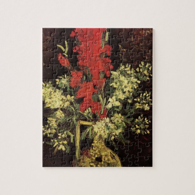 Vase mit Gladioli, Nelken von Vincent van Gogh Puzzle (Vertikal)