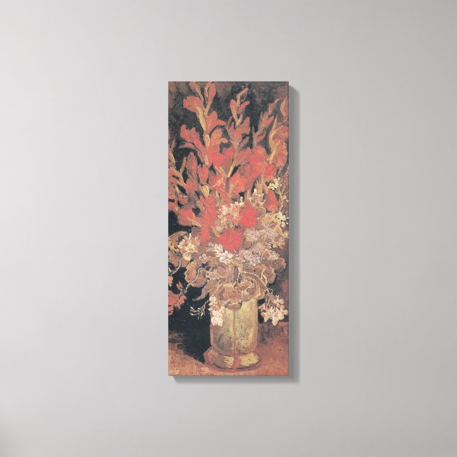 Vase mit Gladioli und Nelken von Van Gogh Leinwanddruck (Vorderseite)