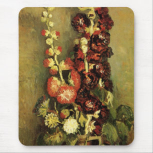 Vase mit Hollyhocks von Vincent van Gogh Mousepad