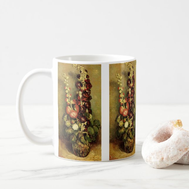 Vase mit Hollyhocks von Vincent van Gogh Tasse (Mit Donut)