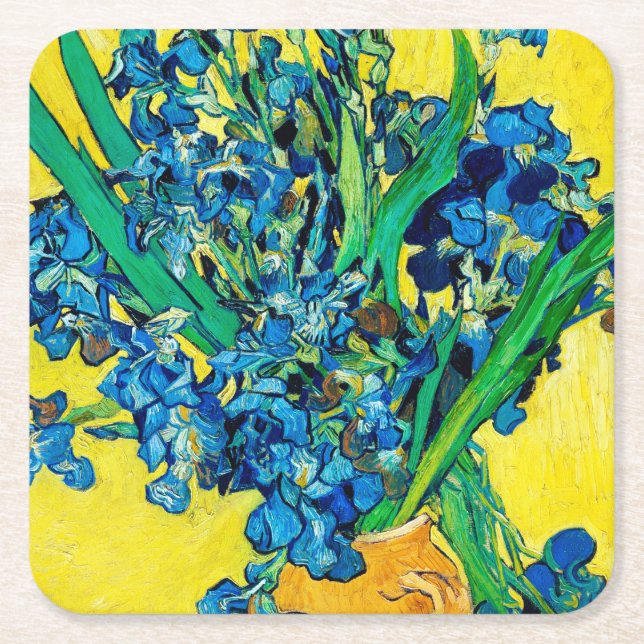 Vase mit Ire, Van Gogh Rechteckiger Pappuntersetzer (Vorderseite)