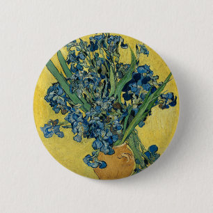 Vase mit Irisch von Van Gogh Button