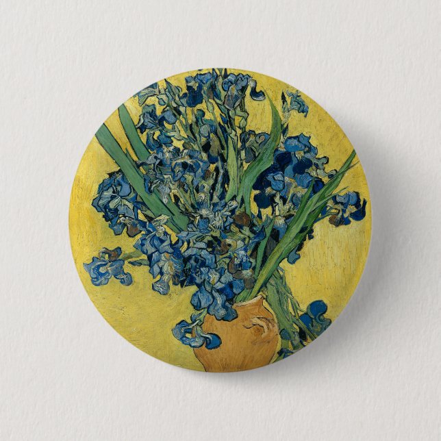 Vase mit Irisch von Van Gogh Button (Vorderseite)
