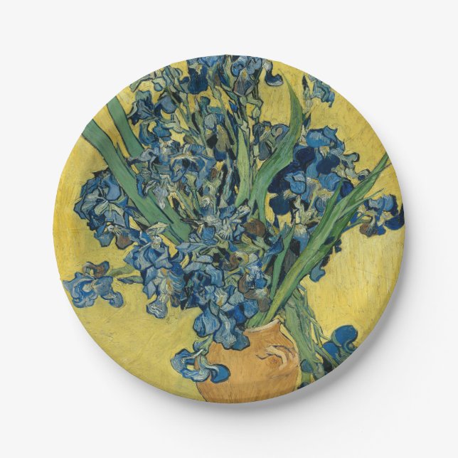 Vase mit Irisvon Van Gogh Pappteller (Vorderseite)