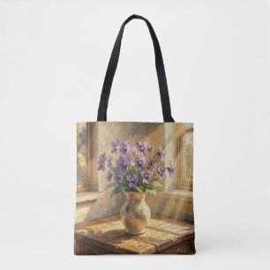 Vase mit lila Veilchen Impasto