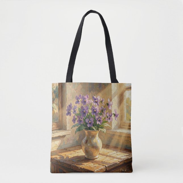 Vase mit lila Veilchen Impasto   (Vorderseite)