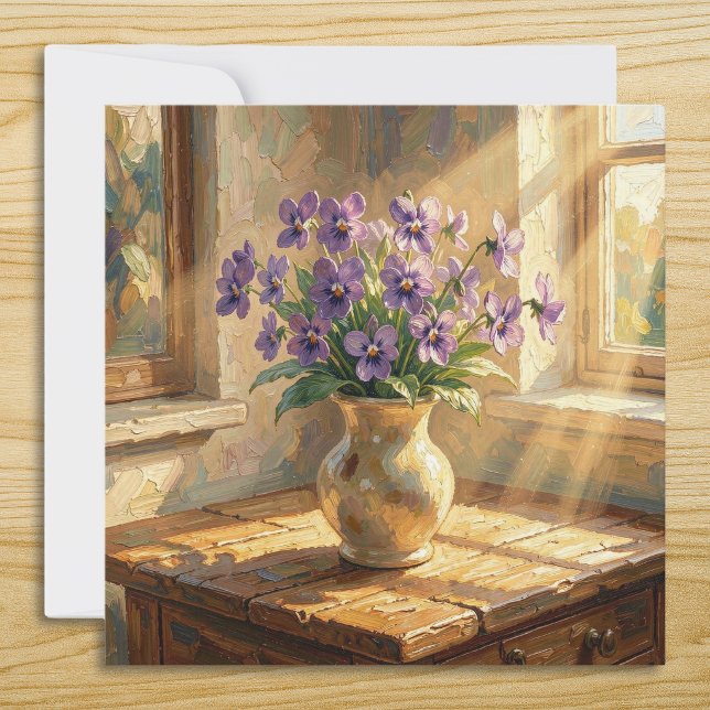 Vase mit lila Veilchen Impasto Karte (Von Creator hochgeladen)