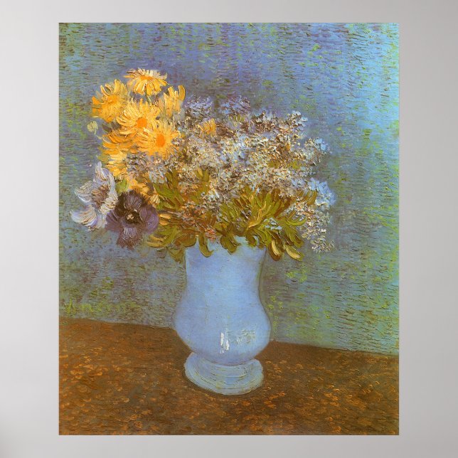 Vase mit Lilacs, Daisis und Anemones von Van Gogh Poster (Vorne)