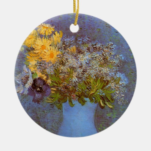 Vase mit Lilacs und Daisis von Vincent van Gogh Keramikornament (Vorne)