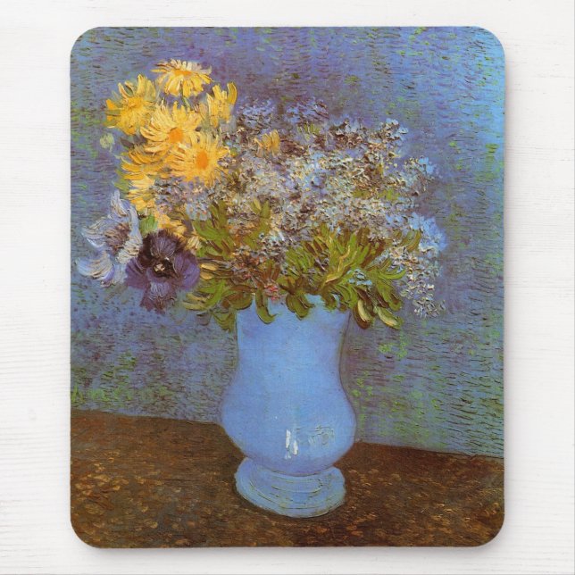 Vase mit Lilacs und Daisis von Vincent van Gogh Mousepad (Vorne)