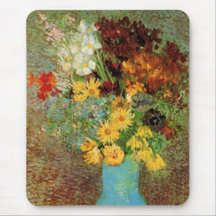 Vase mit Margeriten und Anemonen von Vincent van G Mousepad