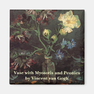 Vase mit Myosotis und Peontis von Vincent van Gogh Magnet