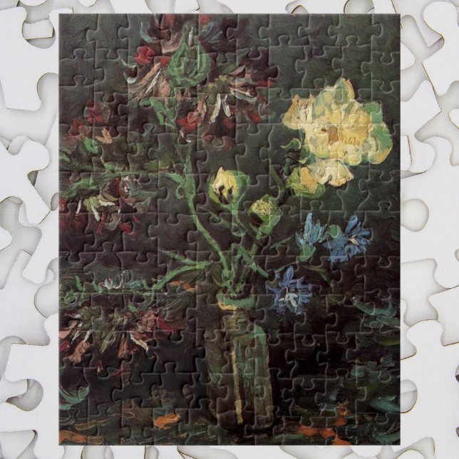 Vase mit Myosotis und Peontis von Vincent van Gogh Puzzle (Von Creator hochgeladen)
