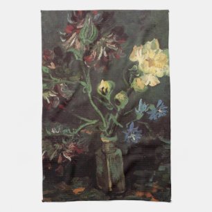 Vase mit Myosotis und Pfingstrosen von Vincent van Geschirrtuch