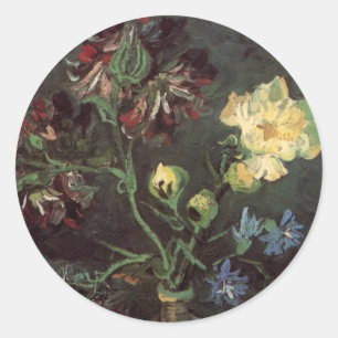 Vase mit Myosotis und Pfingstrosen von Vincent van Runder Aufkleber