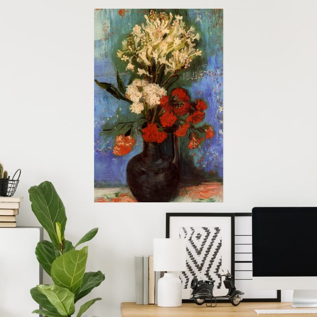 Vase mit Nelken von Vincent van Gogh Poster (Heimbüro)