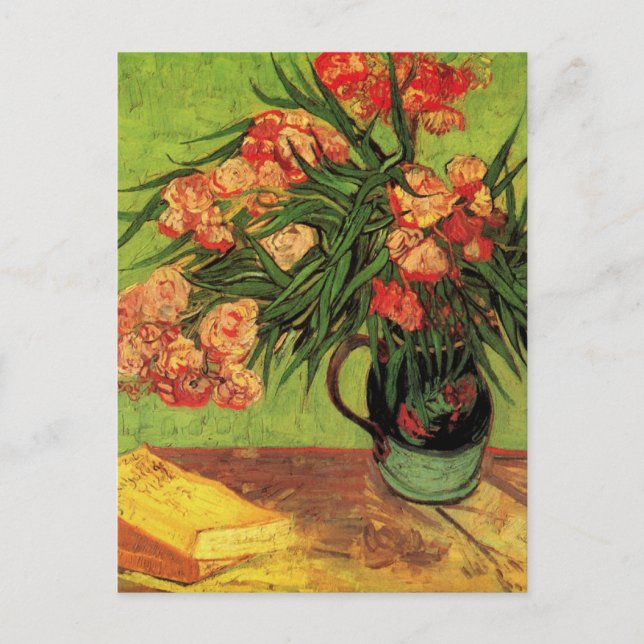 Vase mit Oleanders und Bücher von Vincent van Gogh Postkarte (Vorderseite)