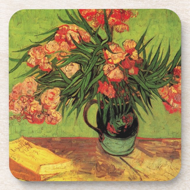 Vase mit Oleanders und Bücher von Vincent van Gogh Untersetzer (Vorderseite)