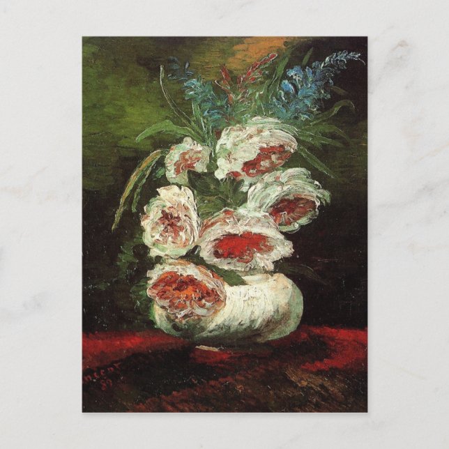 Vase mit Peonies Van Gogh Fine Art Postkarte (Vorderseite)