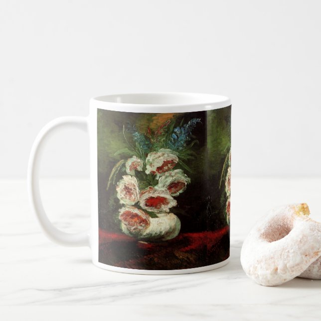 Vase mit Peonys von Vincent van Gogh Kaffeetasse (Mit Donut)