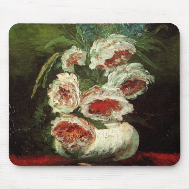 Vase mit Peonys von Vincent van Gogh Mousepad (Vorne)