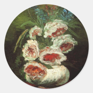 Vase mit Peonys von Vincent van Gogh Runder Aufkleber