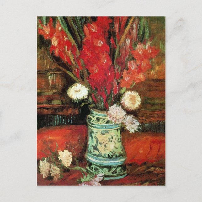 Vase mit Red Gladioli, Van Gogh Fine Art Postkarte (Vorderseite)