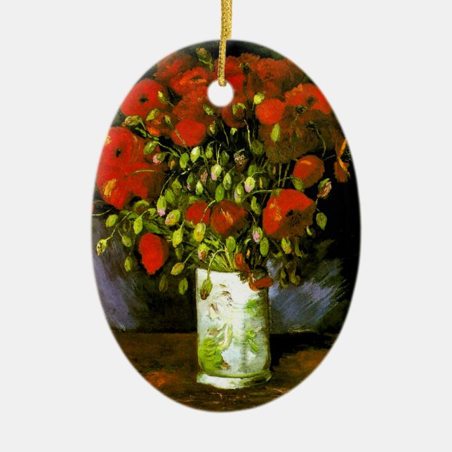 Vase mit Red Poppies Van Gogh Fine Art Keramik Ornament (Vorne)