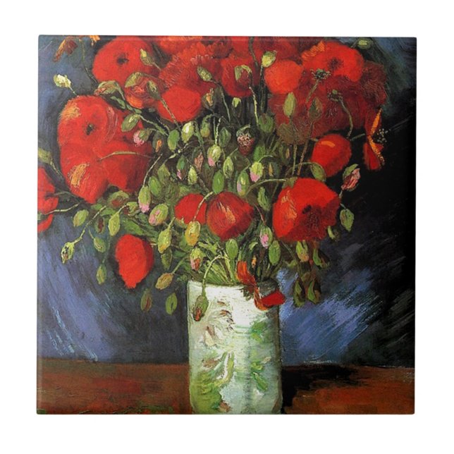 Vase mit Red Poppies Vincent van Gogh Fliese (Vorderseite)