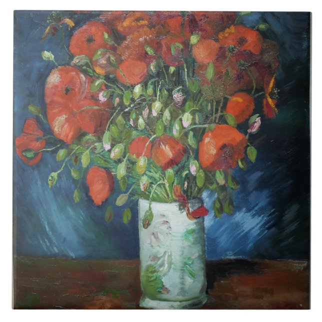 Vase mit Red Poppies Vincent van Gogh Keramik Til Fliese (Vorderseite)