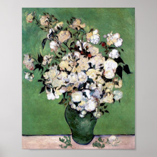 Vase mit rosa Rosen (F682) Van Gogh Fine Art Poster