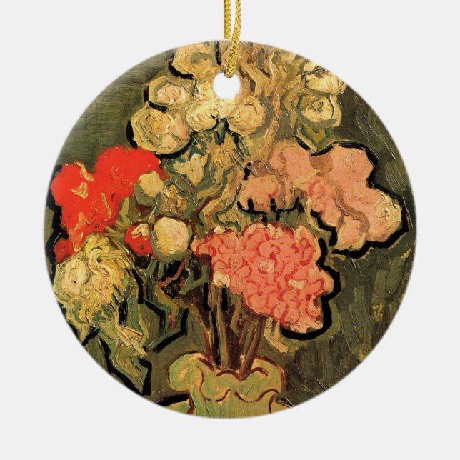 Vase mit Rose Mallows von Vincent van Gogh Keramikornament (Vorne)
