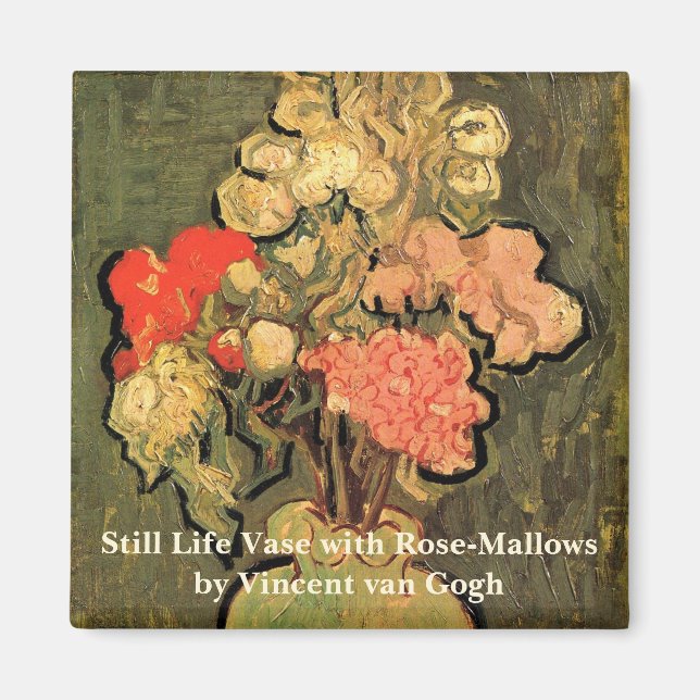 Vase mit Rose Mallows von Vincent van Gogh Magnet (Vorne)