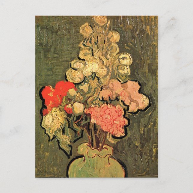 Vase mit Rose Mallows von Vincent van Gogh Postkarte (Vorderseite)
